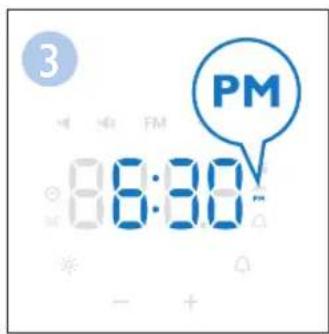 PHILIPS WakeUp Light HF3505 - Ajuste del formato de hora - 3