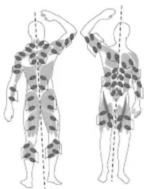 LANAFORM Body Stim - Schéma de positionnement des électrodes - 1