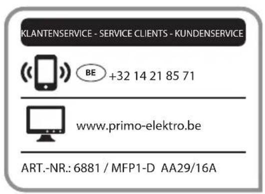 PRIMO MFP1 - ANTWOORDKAART / CARTE DE REPONSE / ANTWORTKARTE - 1