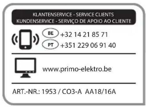 PRIMO CO3 - ANTWOORDKAART / CARTE DE REPONSE ANTWORTKARTE / FORMULARIO DE GARANTIA - 1