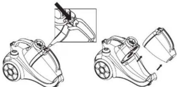 BESTRON D1400SP - PULIZIA E MANUTENZIONE - Rimozione della sporcizia dal serbatoio raccoglipolvere - 1