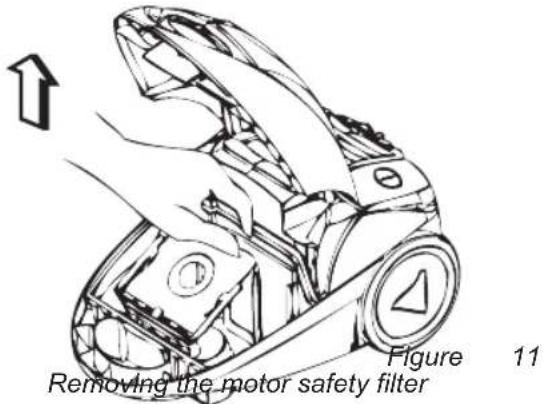 BESTRON AS1500R - CLEANING AND MAINTENANCE - Cleaning or replacing the motor safety filter - 1