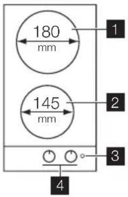 ZANUSSI ZEE3921I - Cooking surface layout - 1