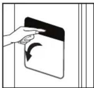 Hand holding a tablet device with an arrow indicating rotation (no text or symbols)