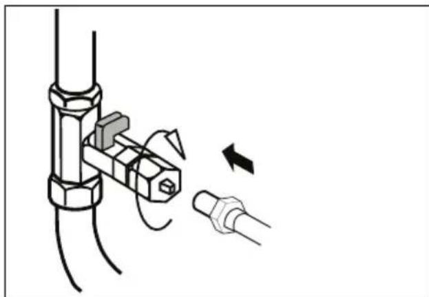 Diagram showing a mechanical assembly with a bolt and connecting rod, no text or symbols present