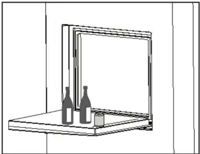 Line drawing of a window with two bottles on a shelf, no text or symbols present