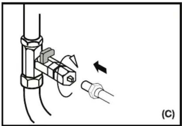 Diagram showing a mechanical assembly with a bolt and connector, no text or symbols present