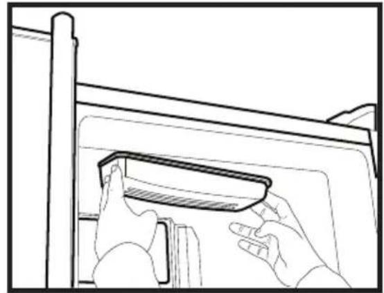 Line drawing of hands installing or adjusting a door panel (no text or symbols)