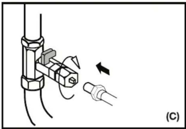 Diagram showing a mechanical assembly with a bolt and connector, no text or symbols present
