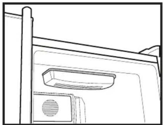 Line drawing of a door with a vent and lid, no text or symbols present