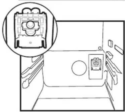 Line drawing of a vehicle interior with a highlighted internal component (no text or symbols)