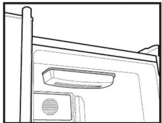 Line drawing of a door frame with a vent and side panel (no text or symbols)