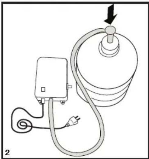 Diagram of a medical or electrical device with a bulb, plug, and cable (no text or symbols)