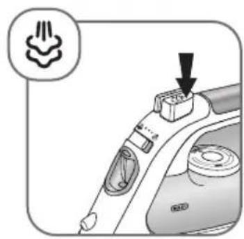 Diagram showing a hand presser's electrical outlet with a warning symbol and an arrow pointing to the outlet.