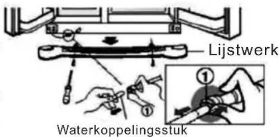 HAIER HRF628DS7 - Verwijder het lijstwerk, en maak het waterkoppelingsstuk los. - 1