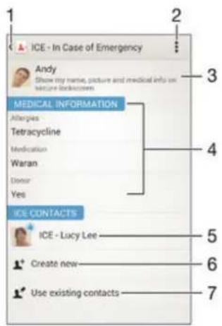 SONY Xperia E3 Dual - Ajouter des informations médicales et des numéros d'urgence - 1
