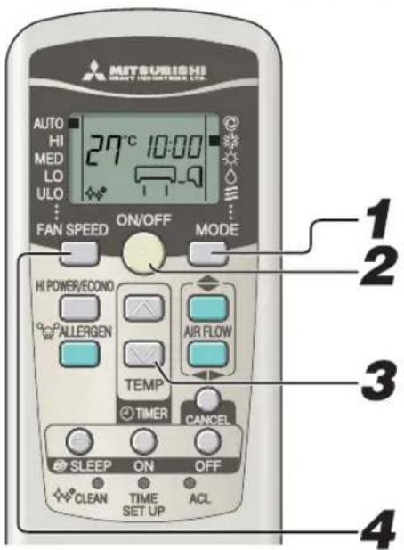 MITSUBISHI SRK80ZKS - Operação de modo COOL/HEAT/DRY/FAN - 1
