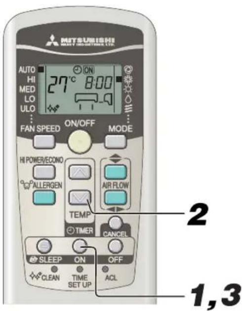 MITSUBISHI SRK71ZKS - Работа таймера ON-TIMER (таймер включения) - 2