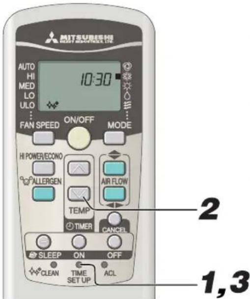 MITSUBISHI SRK71ZKS - Definição da hora actual - 1