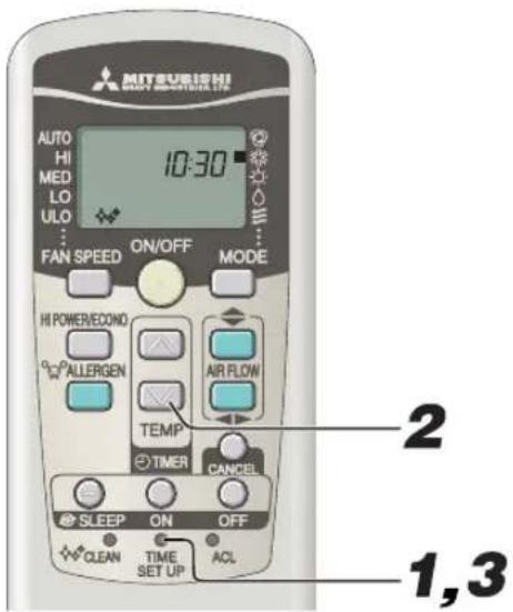 MITSUBISHI SRK71ZKS - Einstellung der aktuellen Zeit - 1
