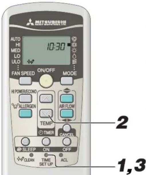 MITSUBISHI SRK71ZKS - Ajuste de la hora actual - 1