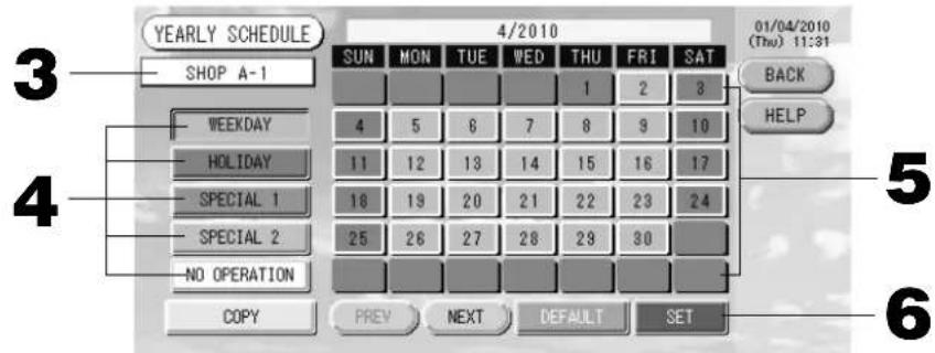 MITSUBISHI SCSL3N - 按下 “时间表设定” 画面上的 “YEARLY SCHEDULE” （年度时间表）按钮。 - 1