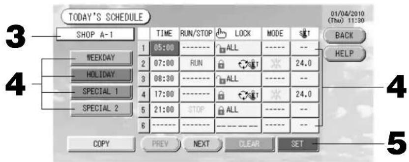 MITSUBISHI SCSL3N - Press the TODAY'S SCHEDULE button on the SCHEDULE SETTING screen. - 1