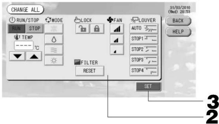MITSUBISHI SCSL3N - Im Hauptmenü die Schaltfl äche CHANGE ALL (alle ändern) drücken. - 1