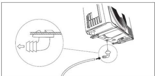 DELONGHI PLK130 - Installer le raccord d'évacuation et le tuyau flexible d'évacuation (seulement pour le modèle avec pompe à chaleur) - 3