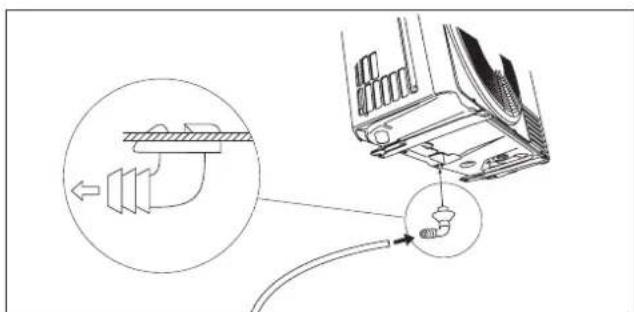 DELONGHI FRIO9 - Installer le raccord d'évacuation et le tuyau flexible d'évacuation (seulément pour le modele avec pompe à chaleur) - 3