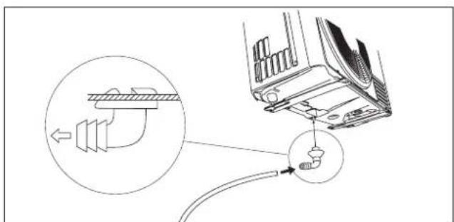 DELONGHI FRIO12 - Installer le raccord d'évacuation et le tuyau flexible d'évacuation (seulément pour le modele avec pompe à chaleur) - 3