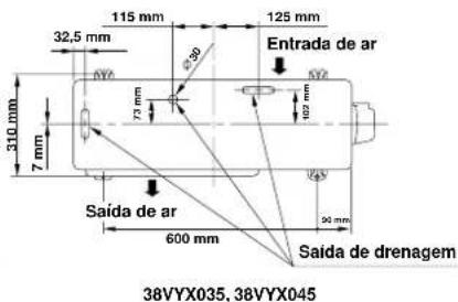 CARRIER 42HQV035 - Disposição dos parafusos de fixação da unidade exterior - 2