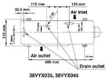 CARRIER 42HQV035 - Fixing bolt arrangement of outdoor unit - 2