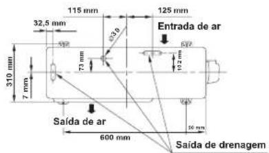 CARRIER 42ADF025 - Disposicao dos parafusos de fixaao da unidade exterior - 2