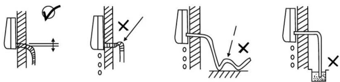 Technical diagram showing four different mechanical or structural configurations with checkmark indicators and X marks indicating failure or failure points.