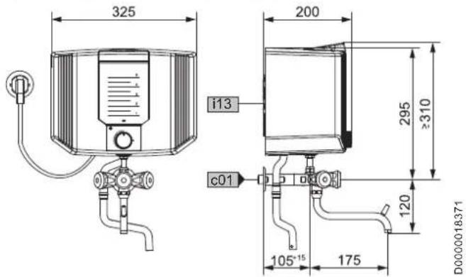 AEG Thermofix KL - Maße und Anschlüsse - 1