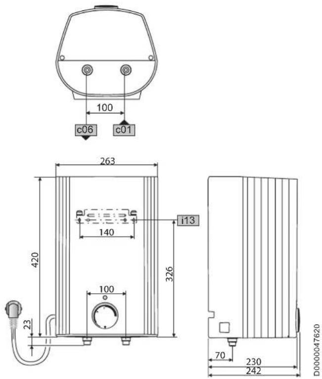 AEG HUZ 5 OKO COMFORT - Afmetingen en aansluitingen - 2