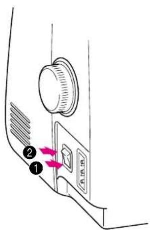 Diagram showing a device with labeled parts and directional arrows indicating movement or flow