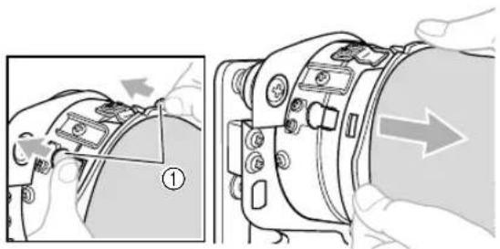 BROTHER PR600 - Remove the cylinder frame from the cylinder frame driver. - 1