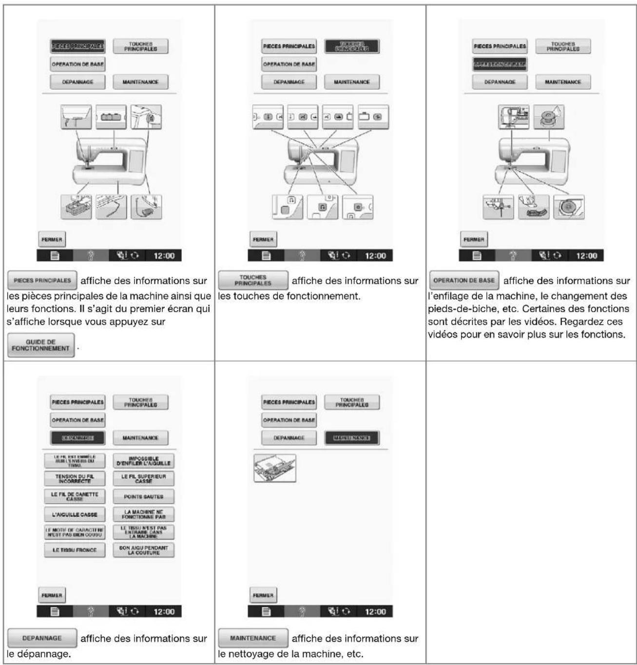 BROTHER Innovis VQ2 - Utilisation de la fonction de guide d'utilisation - 1