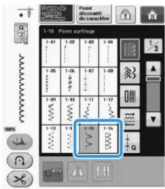 BROTHER Innovis VQ2 - Sélectionnez un point et fixez le pied-de-biche « G ». - 1