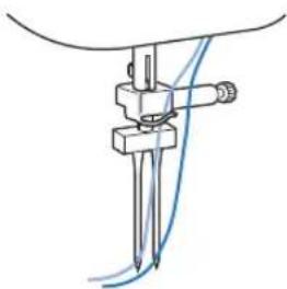 BROTHER Innovis 27SE - Enfilez manuellement l'aiguille droite sans faire passer le fil par le guide d'enfilage de la barre de l'aiguille. - 1