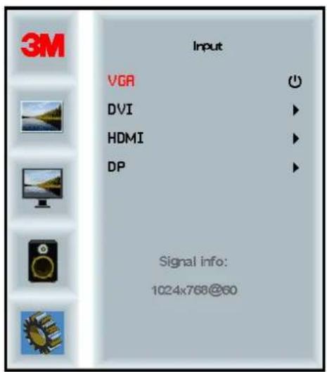3M Input VGA DVI HDMI DP Signal info: 1024x768@60