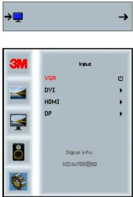 3M Input VGA DVI HDMI DP Signal info: 1024x768@60