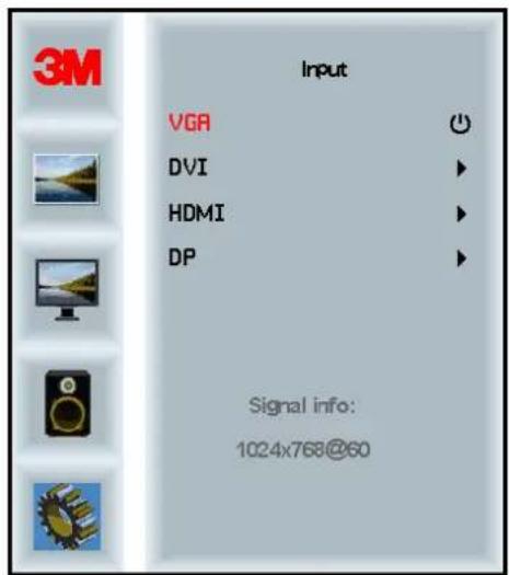 3M Input VGA DVI HDMI DP Signal info: 1024x768@60