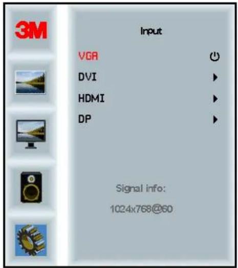 3M Input VGA DVI HDMI DP Signal info: 1024x768@60