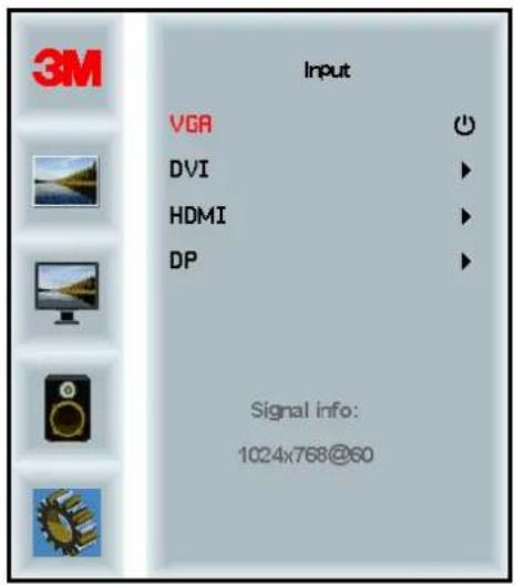 3M Input VGA DVI HDMI DP Signal info: 1024x768@60