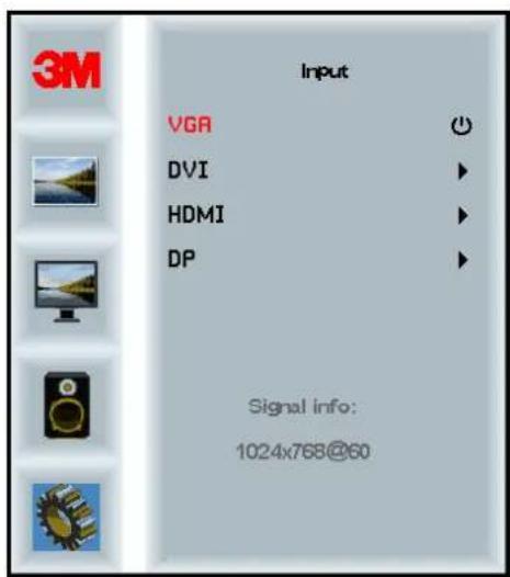 3M Input VGA DVI HDMI DP Signal info: 1024x768@60
