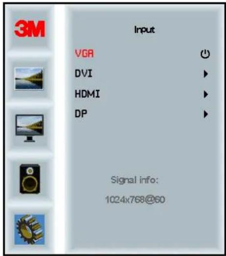 3M Input VGR DVI HDMI DP Signal info: 1024x768@60