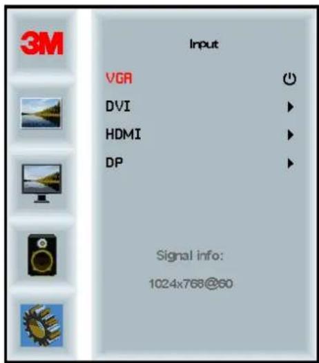 3M Input VGR DVI HDMI DP Signal info: 1024x768@90